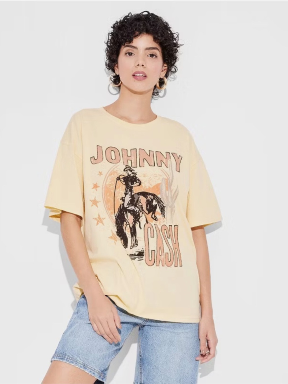 NWT Johnny Cash Yellow Graphic Tee